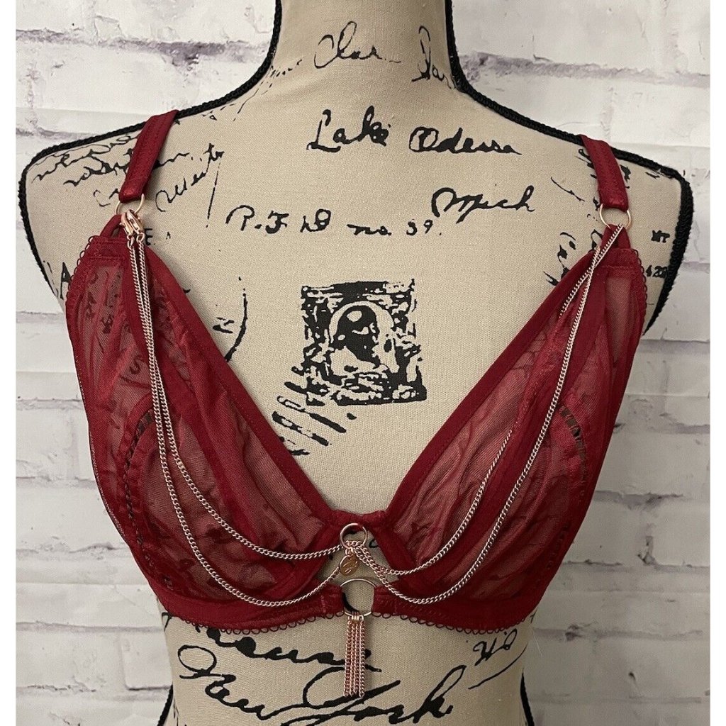 Scantilly By Curvy Kate Unchained Plunge Bra Deep Red Usa Size 32g Sexy New